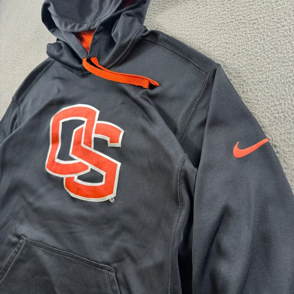 Nike Hoodie Men M Black Oregon State Beavers NCAA Therma Fit Pullover Sweatshirt
